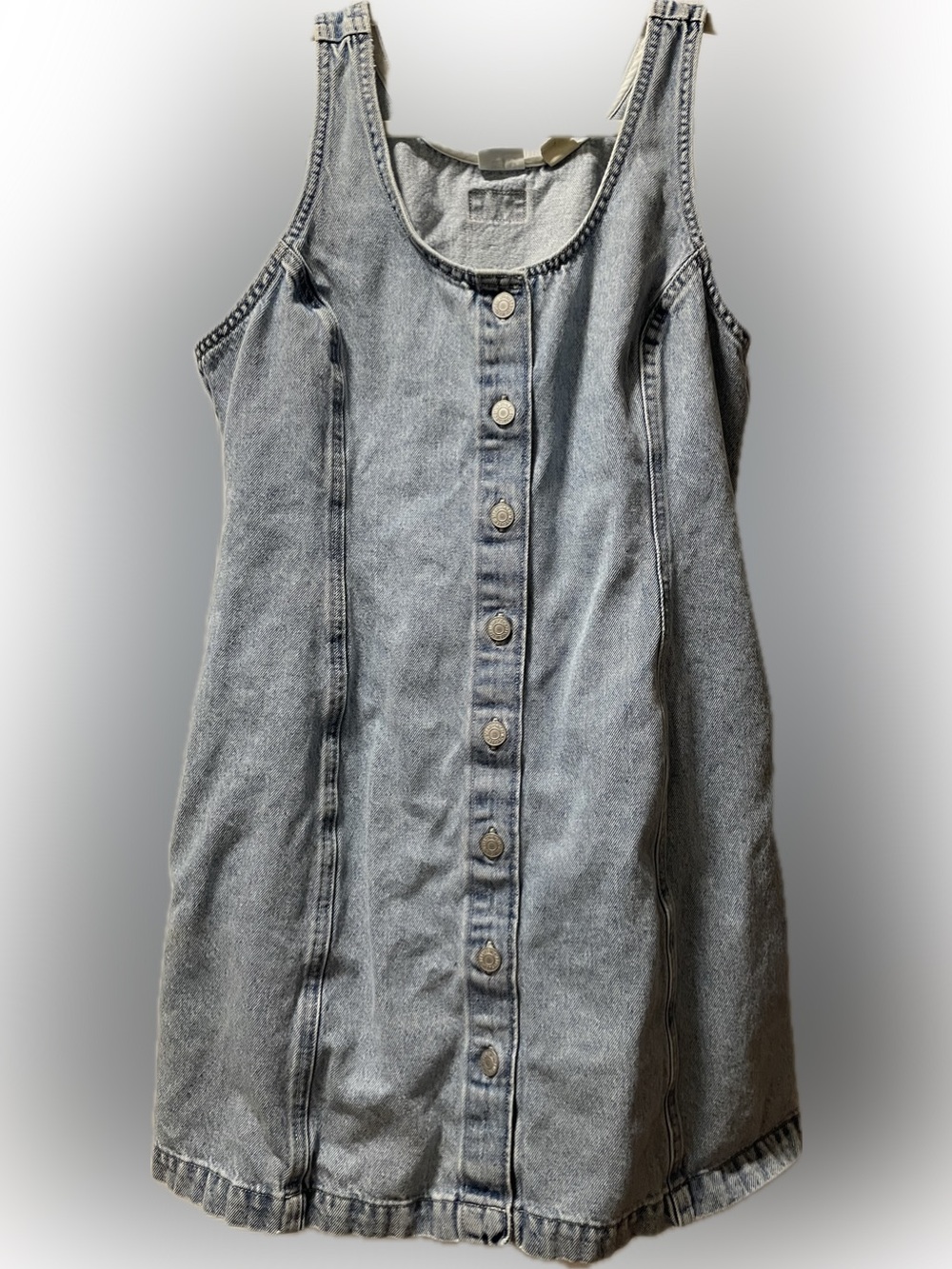 Button-Front Light Wash Denim Dress